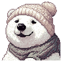 Pixel Art Polar Bear White only illust