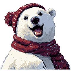 Pixel Art Polar Bear White