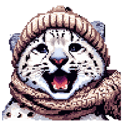 Pixel Art Snow Leopard Winter Cat
