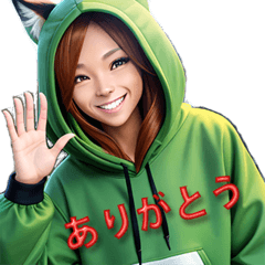 Green Hoodie Girl Sticker Set