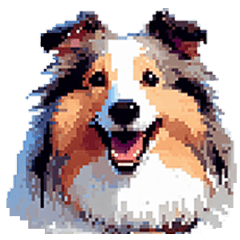 Pixel Art Shetland Sheepdog dog Sheltie