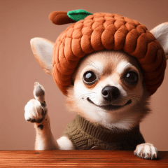 Chihuahua in an acorn hat 3