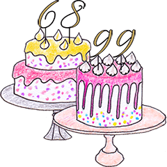 お誕生日ケーキと年齢キャンドル 68歳-99歳