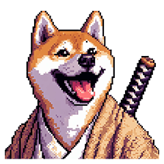 Pixel Art Shiba Samurai dog