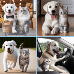 cute white dog and cat