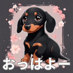 Black Miniature Dachshund dogs stickers