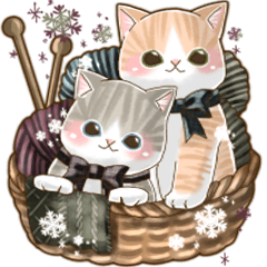 Winter cat sticker arigatou