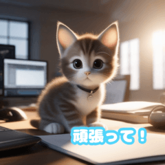 Work encouragement message from a kitten