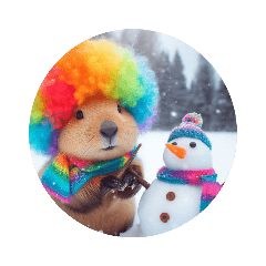 Snowfall Rainbow Afro Beaver