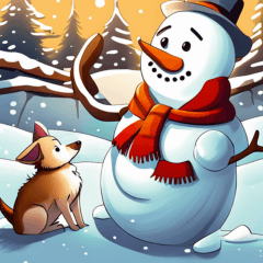 snowman and dog