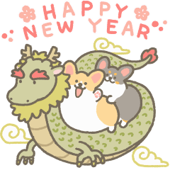 1corgi and dragon happy new year sticker