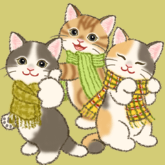 Cheerful cats in winter