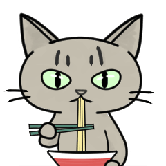 A Cat Eating Ramen [revised version]