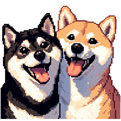 Pixel Art Shiba & BlackShiba dog