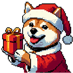 Pixel Art Christmas Shiba Santa dog