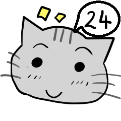 A speech bubble cat that says a word 24