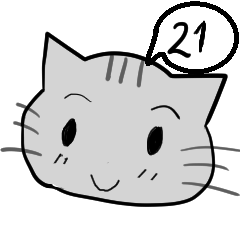 A speech bubble cat that says a word 21