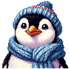 Pixel Art Penguin Winter