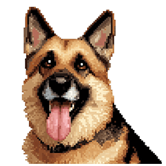 Pixel Art German Shepherd dog