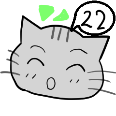 A speech bubble cat that says a word 22