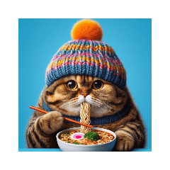 毎日ラーメン食べる猫。