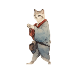 Cat wave Japanese clothes