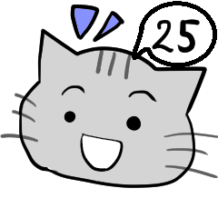 A speech bubble cat that says a word 25