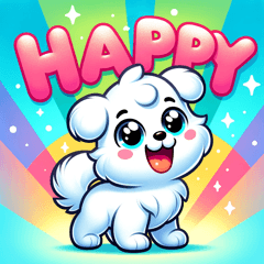 Cute white puppy sticker