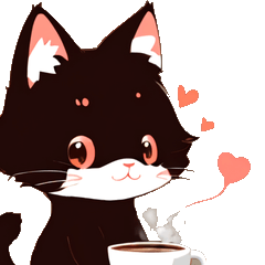 cute cat cafe heart mark