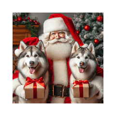 サンタと動物たちのクリスマス。
