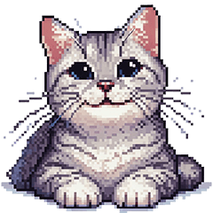 Pixel Art Silver Tabby Cat
