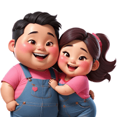 Chubby couple in love, Valentine's Day