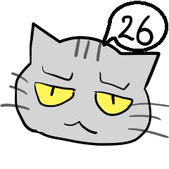 A speech bubble cat that says a word 26