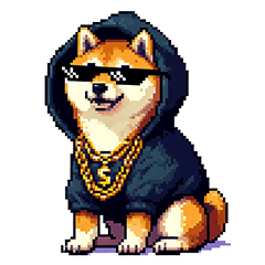 Pixel Art Shiba Rapper dog