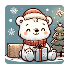 Polar bear's relaxing Christmas