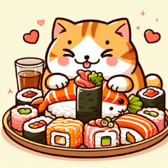 Cute Cat Dining Bliss Stickers