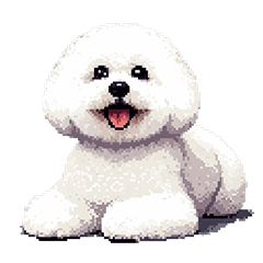 Pixel Art Bichon Frize Dog White