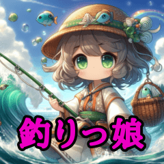 [Holding series] Cute girls fishing