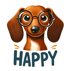 "Fun Dachshund with Round Glasses"