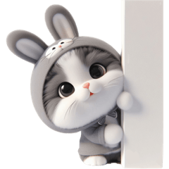 Little cat gray-white/ bunny