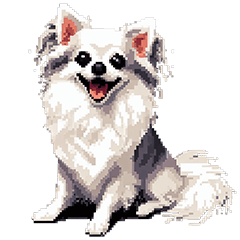 Pixel Art Chihuahua Long Coat White Dog