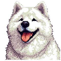 Pixel Art Akita White dog Japanese