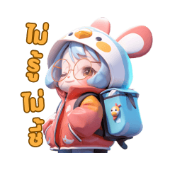 Cute 3D characters w/ backpack&hoodie