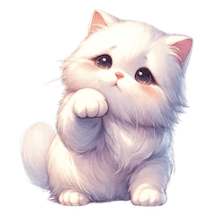 Affectionate-Eyed White Cat - No Text