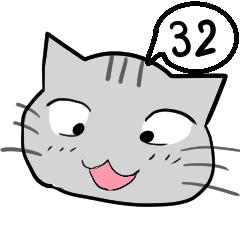 A speech bubble cat that says a word 32