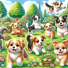 Playful Dogs in Garden
