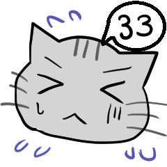 A speech bubble cat that says a word 33