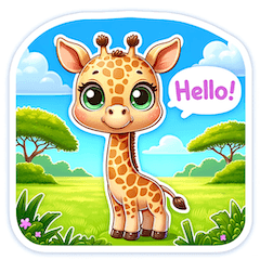 Savanna Smiles: Adorable Giraffe Sticker