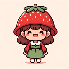 草莓帽活潑女孩