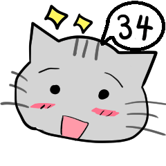 A speech bubble cat that says a word 34